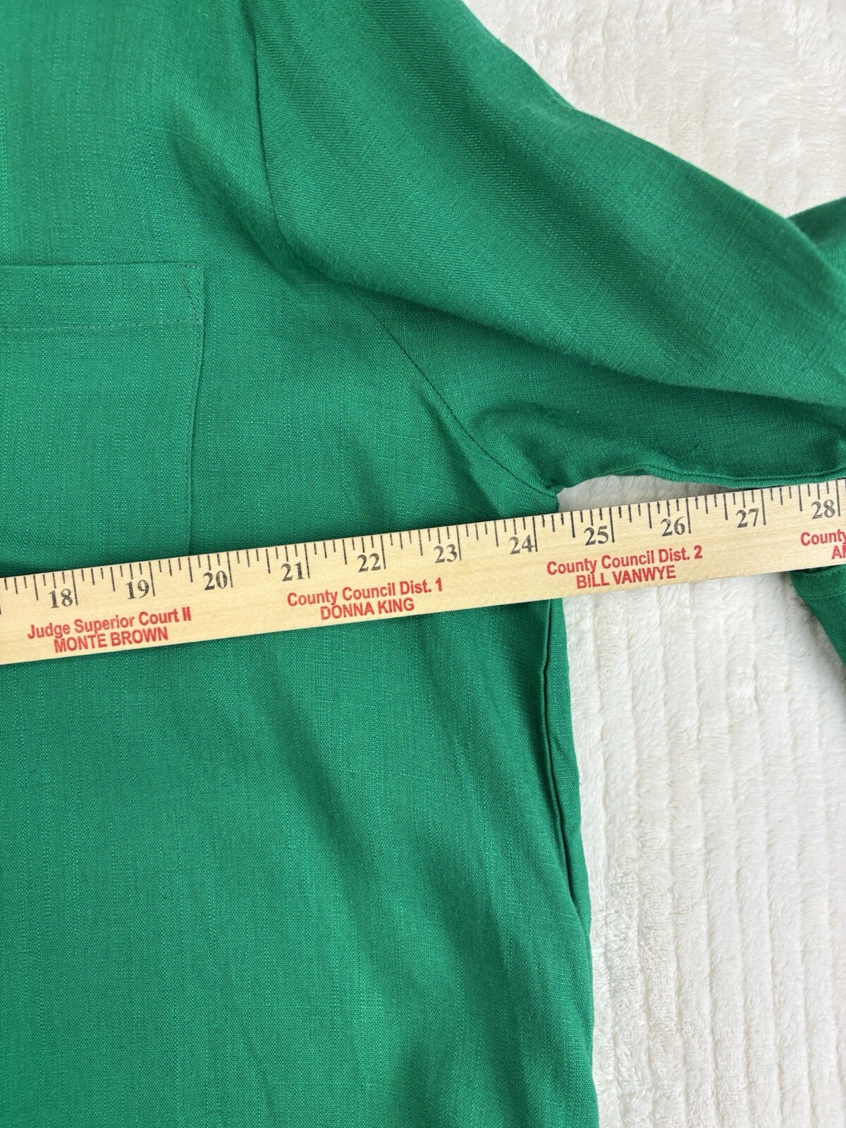 ASHLEY STEWART Button Down Top Longsleeve Green Size 16 NWT Linen/ Rayon