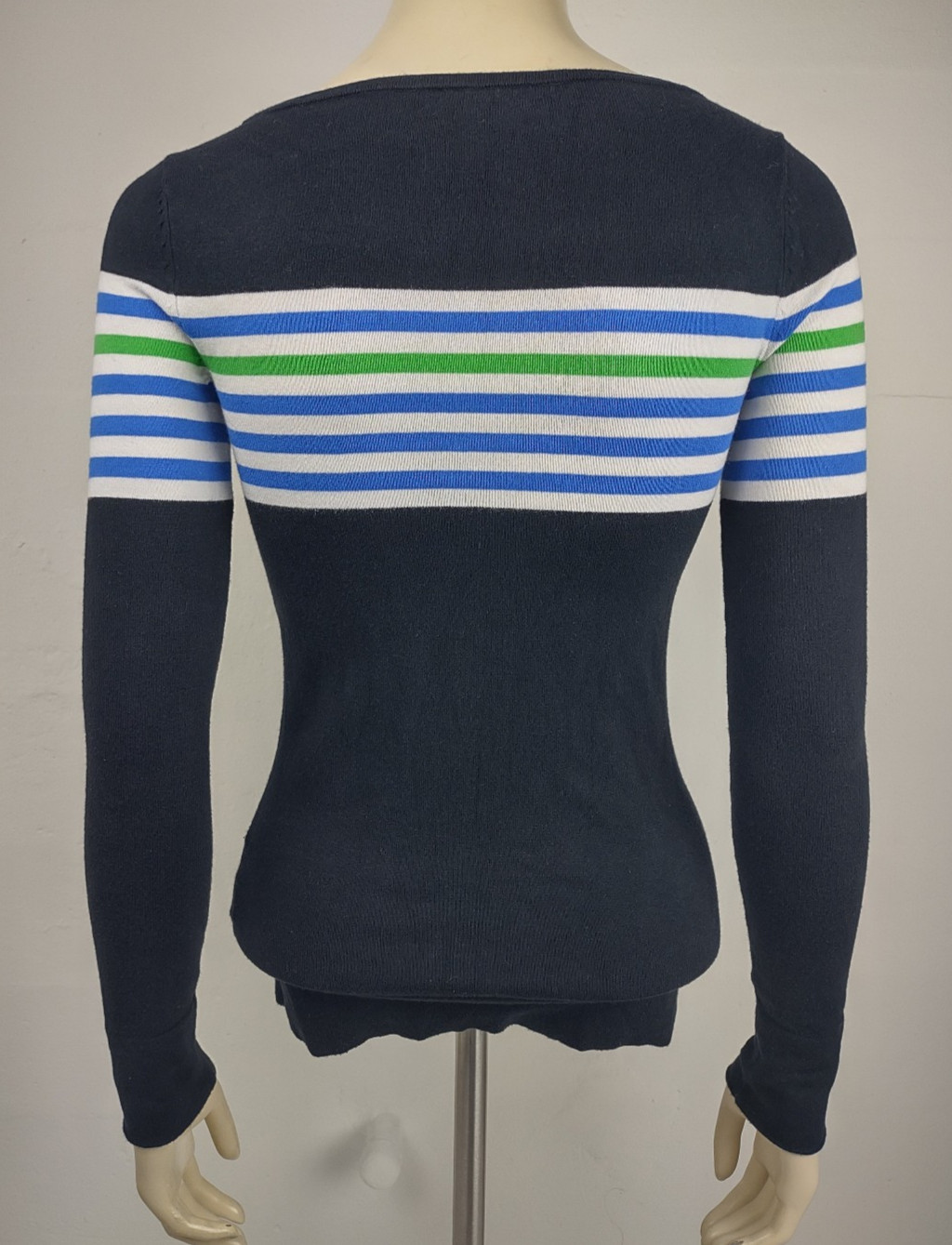 Lilly Pulitzer dark blue white striped cotton blend knit top thin sweater XS