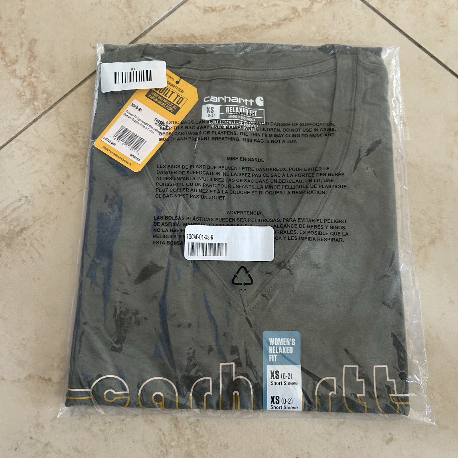 Carhartt Relaxed Fit Lightweight SS Graphic V-neck T-Shirt Women’s Size XS