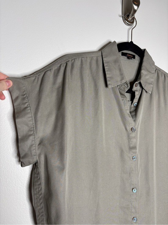 Quince Vintage Wash Tencel Camp Shirt Button Down In Olive Green Size S