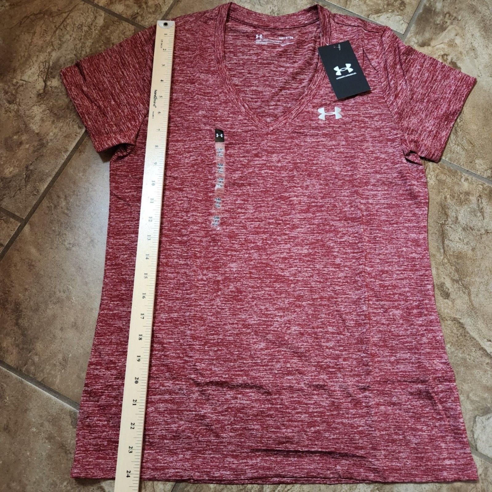 Under Armour HeatGear V‑Neck Tee Women’s Small Black Rose