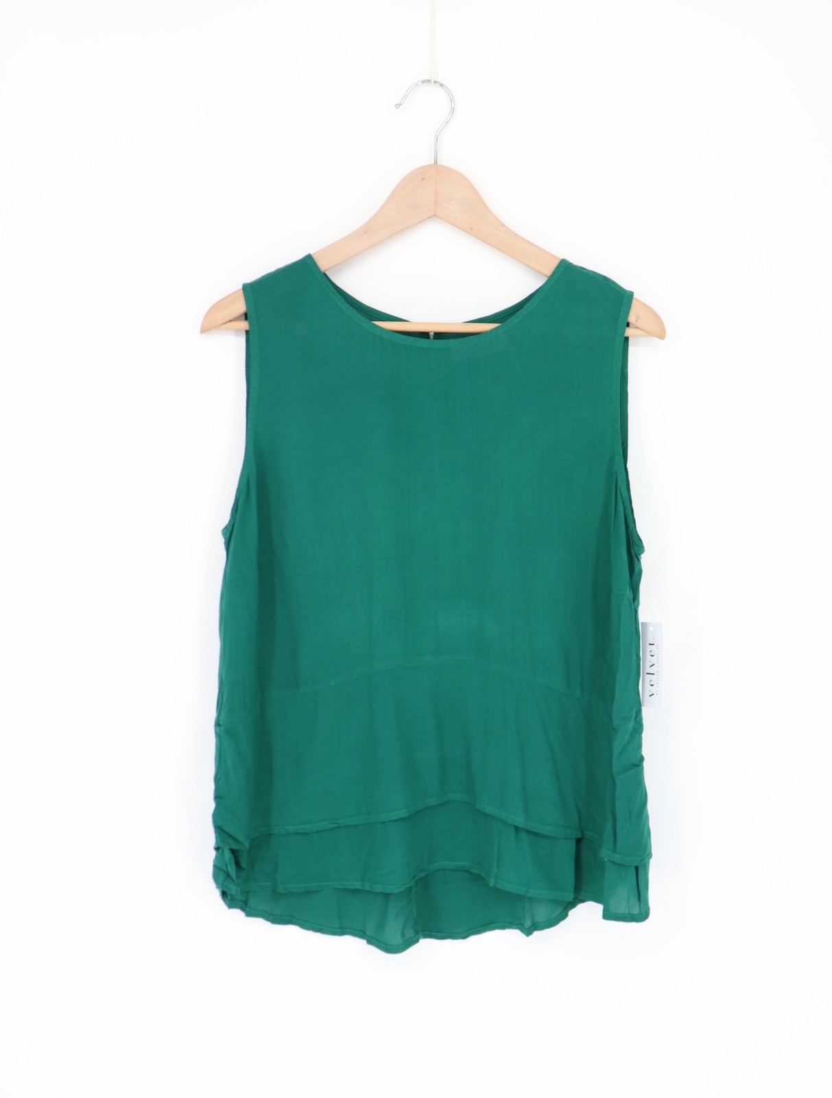 VELVET By Graham & Spencer Betsey Sleeveless Challis Ruffle Top Lawn S $98 A1
