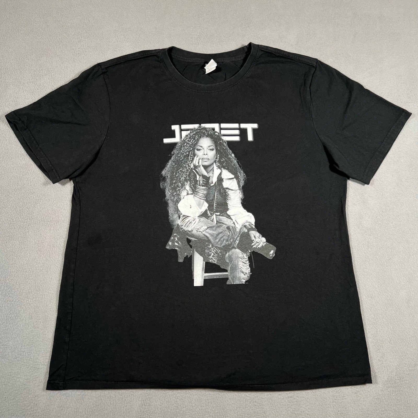 Janet Jackson T Shirt Black Portrait Graphic Womens XL Rap Tee r&b Music Merch