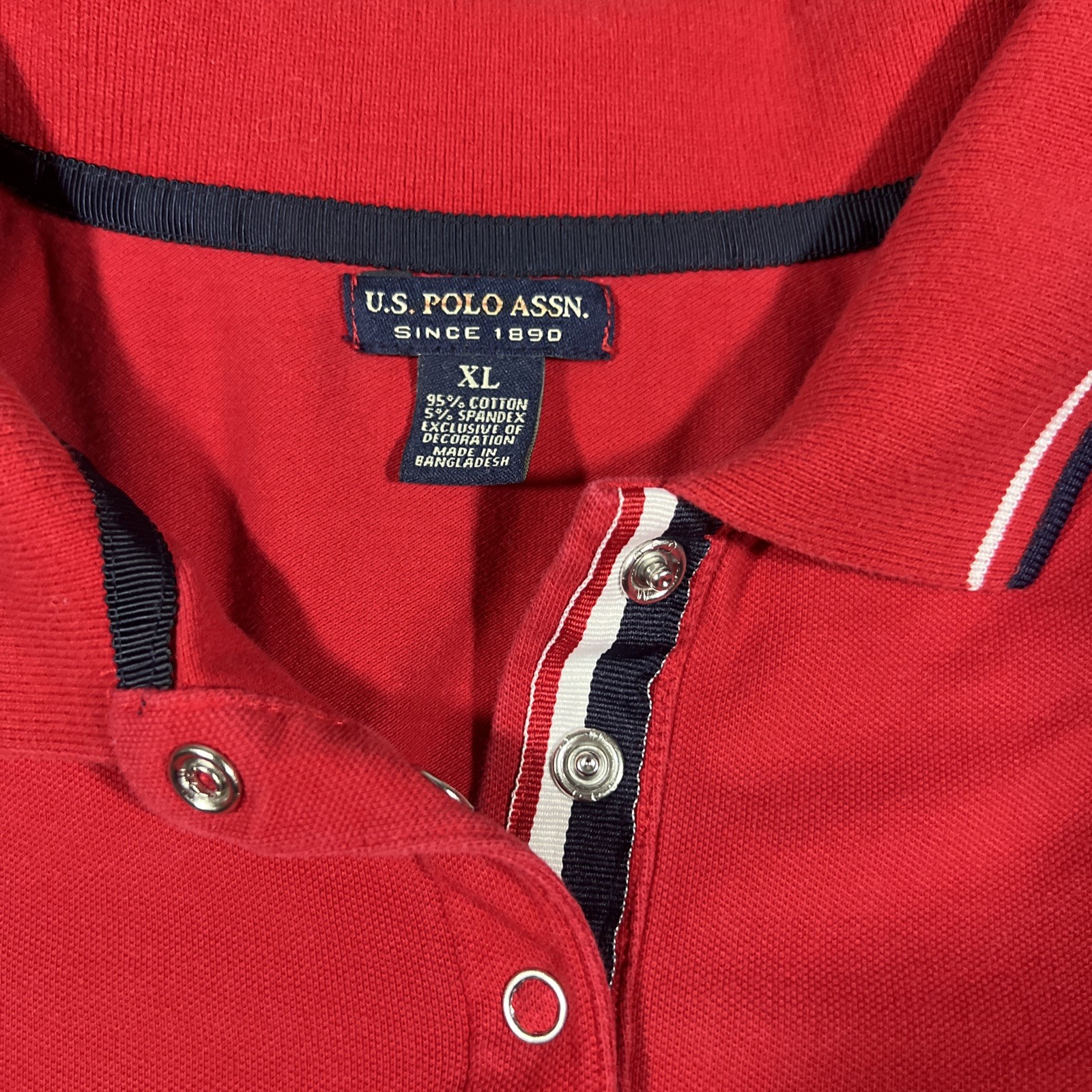 U.S. Polo Assn. Polo Shirt Women’s XL Red Snap Button USPA Logo Embroidered Polo