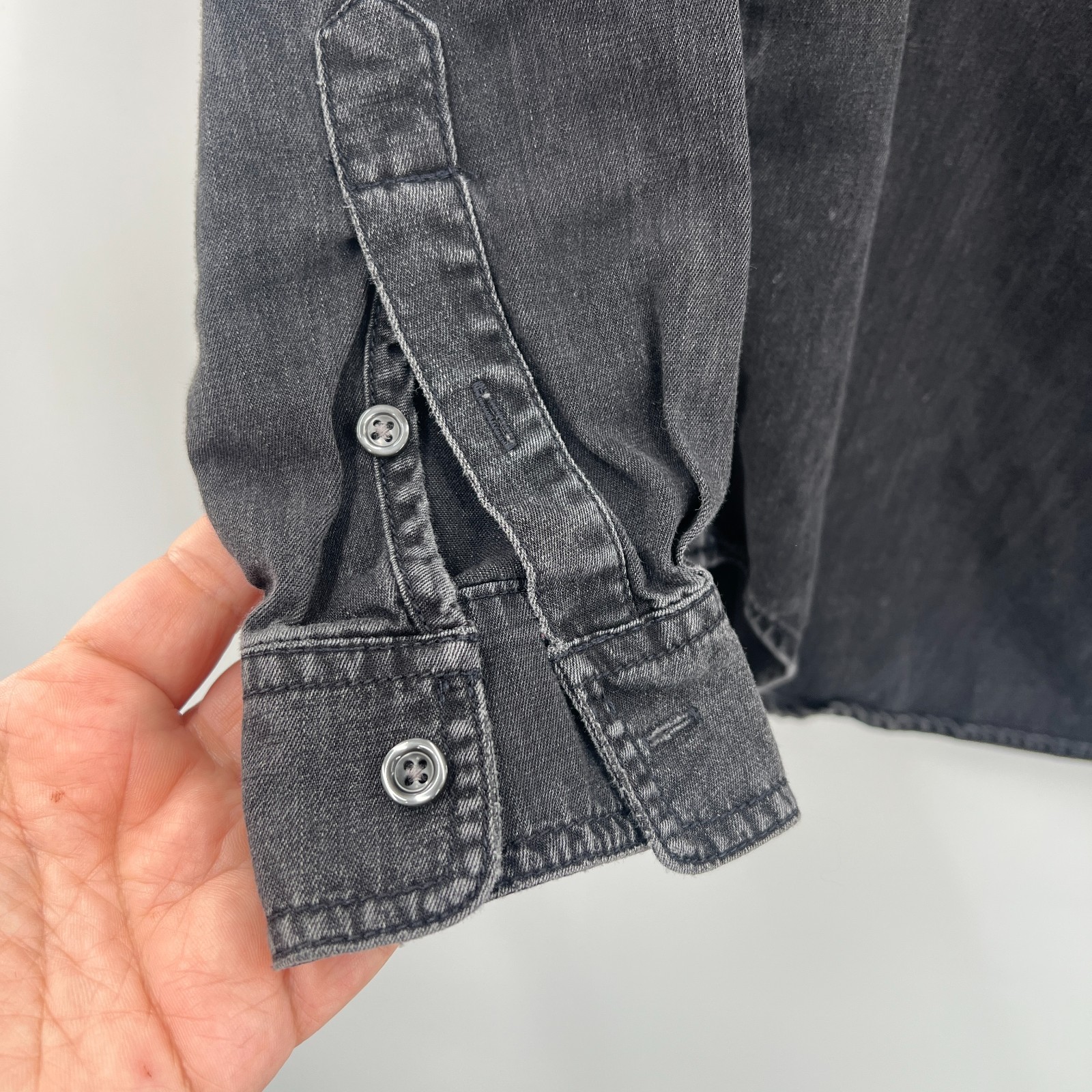 Madewell black denim long sleeve classic modern boho casual top pirate XXS