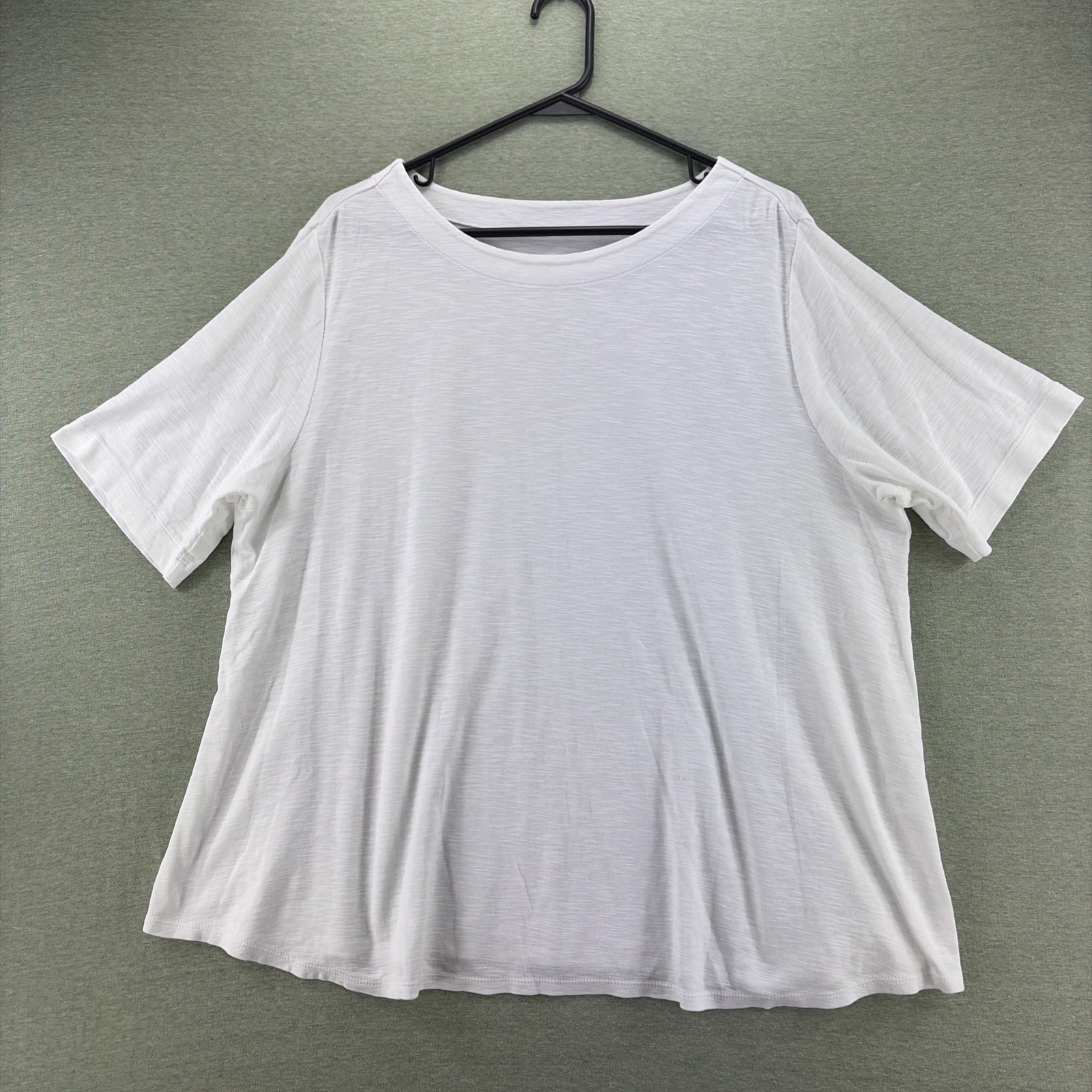 J Jill Pima Scoop-Neck Elbow-Sleeve Tee Top Shirt XL White Minimalist Capsule