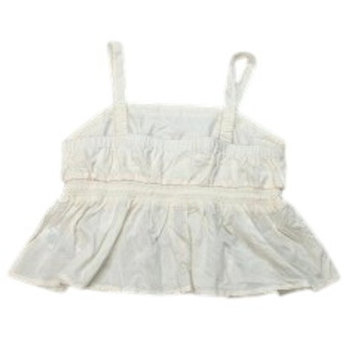 Celebrity Pink Embroidered Peplum Tank Top Cream White Square Neck Drawstring XL