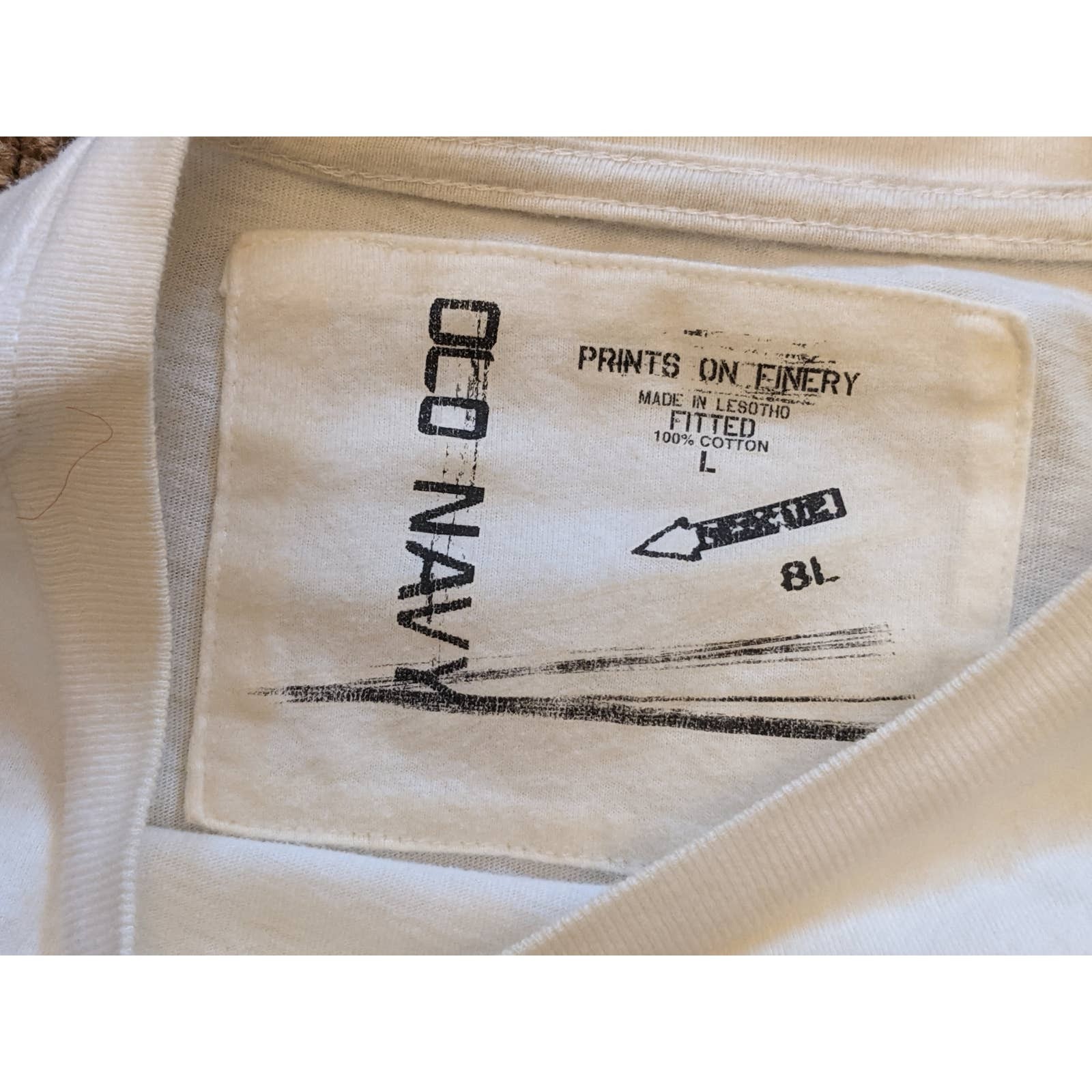 Old Navy Womens Long Sleeve White Prints On Finery Lesotho – Fitted Size Large