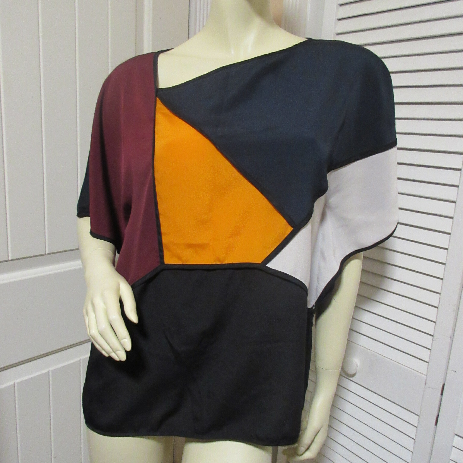 Y2K Allen B Schwartz Color Block Top Modern City Urban Designer Casual Chic Work
