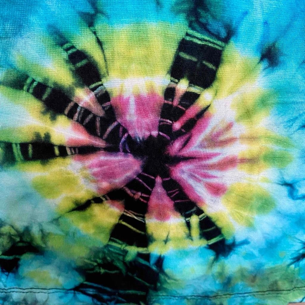 Sacred Threads Hippie Boho Festival Stretch Tie Dye Batwing Tee Shirt 224112 A