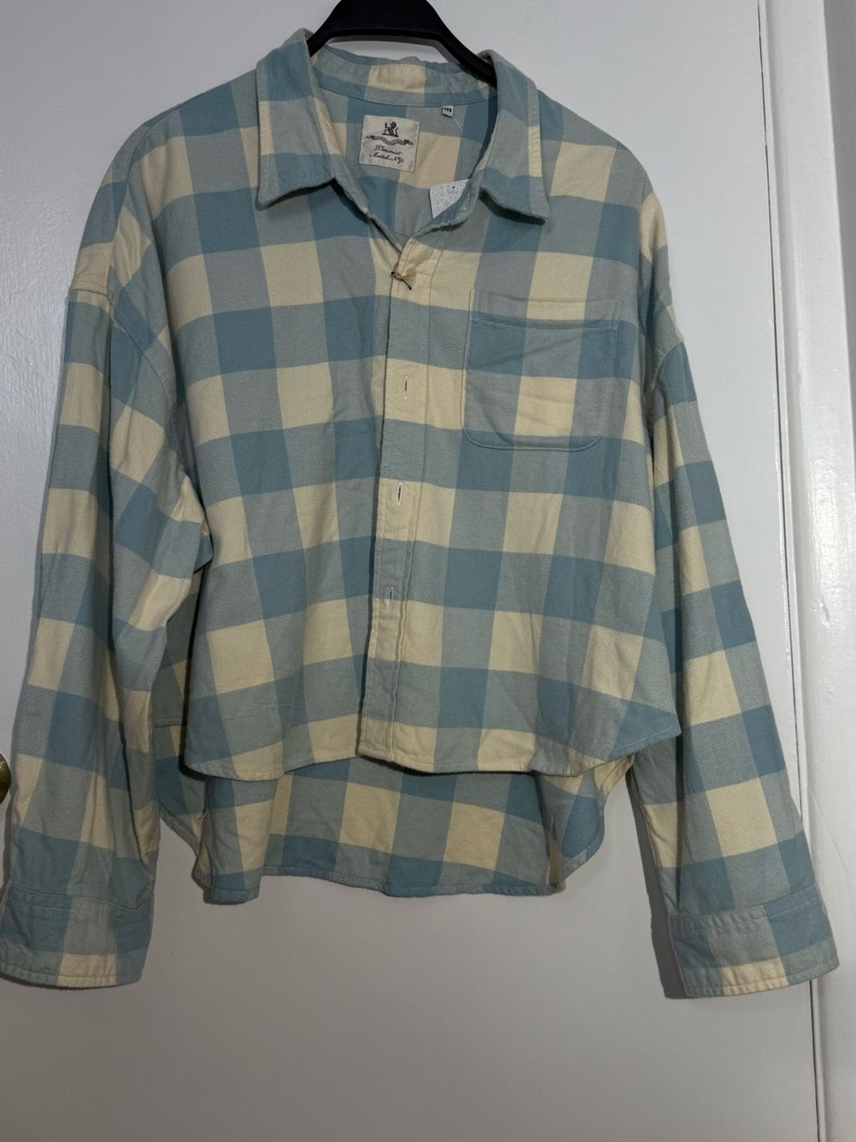 NWT! Denimist Free People Light Blue Cream Button-Up Women’s Shirt 100% Cotton