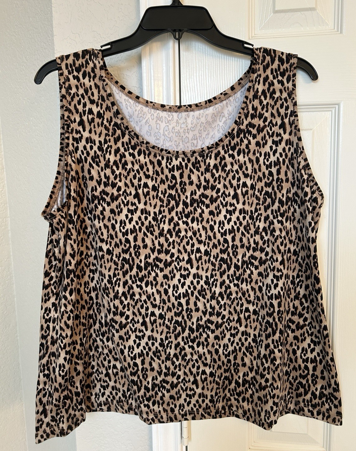 212 Collection Sleeveless Brown Black Leopard Print Top – Petite Extra Large