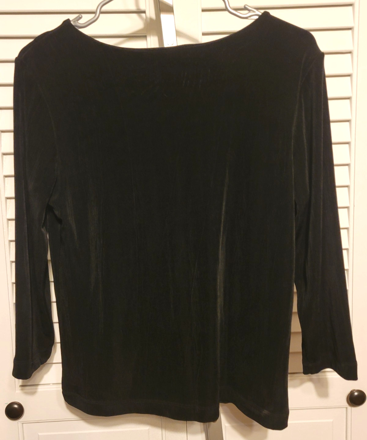 Chico’s Travelers Black Slinky Knit Two Piece Set Skirt(2-L/12) Top(1-M/8)