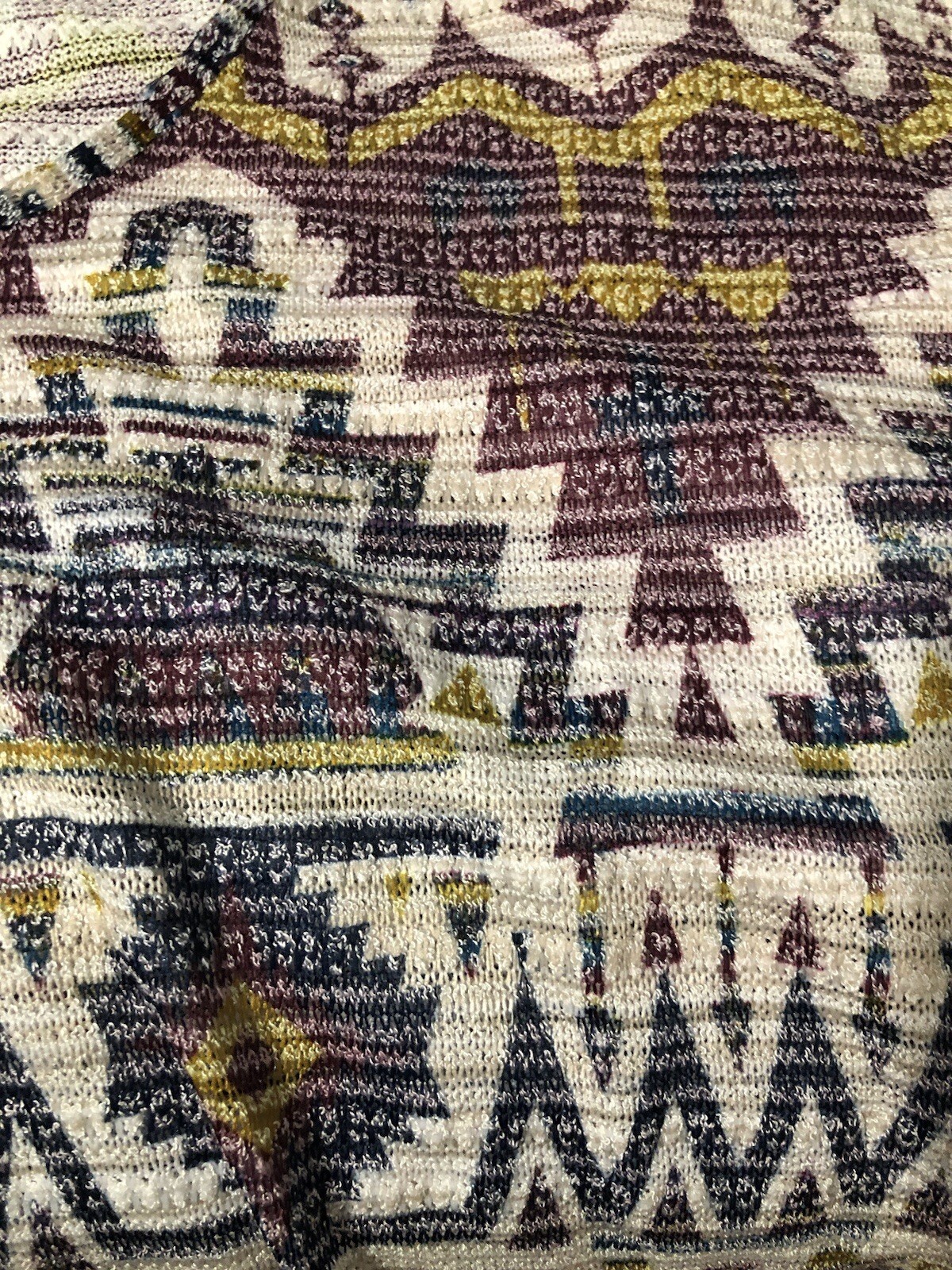 Boho Aztec Western Women’s Shirt V Neck Size Medium Fringe