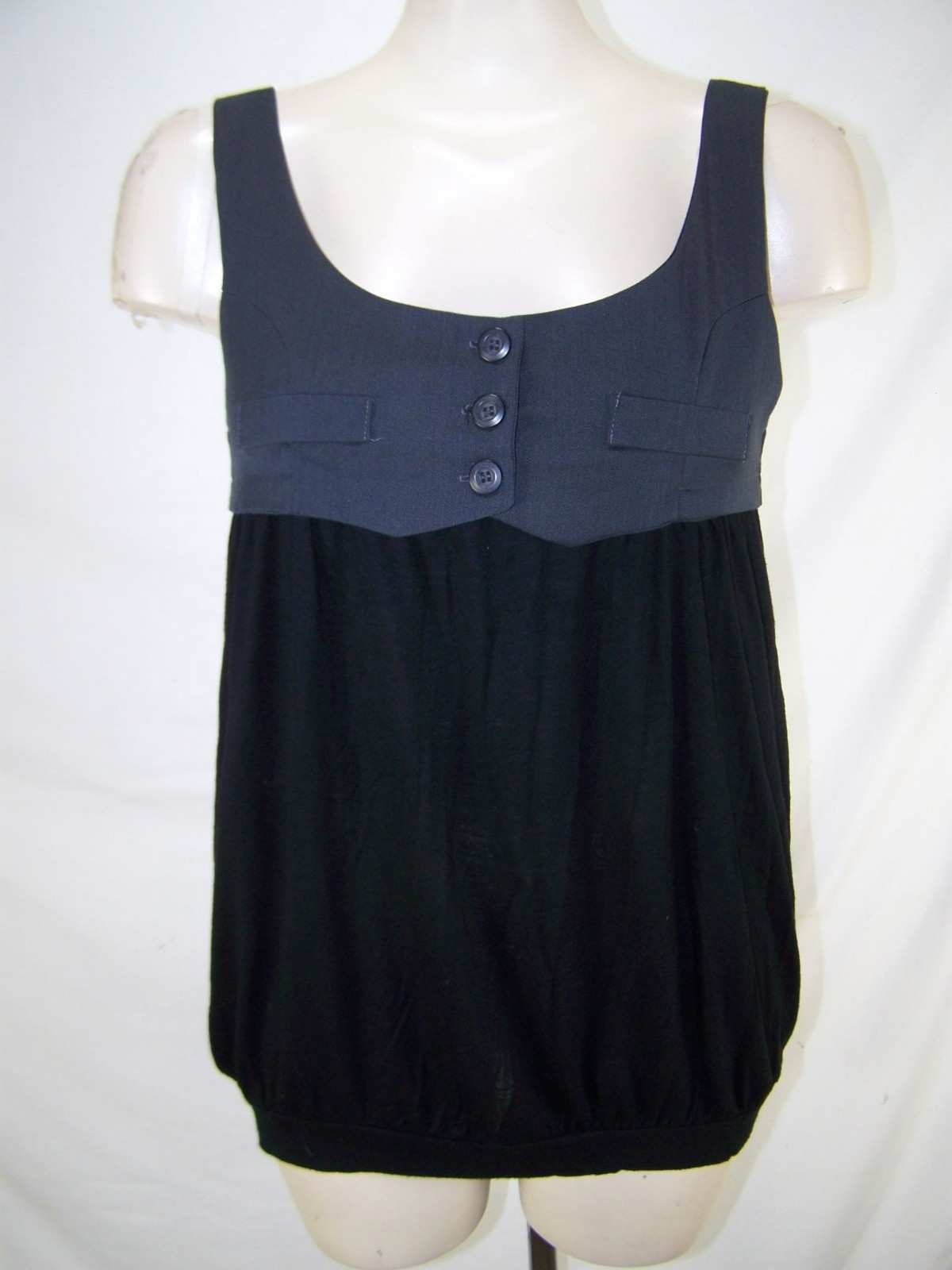 Windsor Medium 7 9 Juniors Size Gray Black 2fer Sleeveless Vest Banded Tank Top