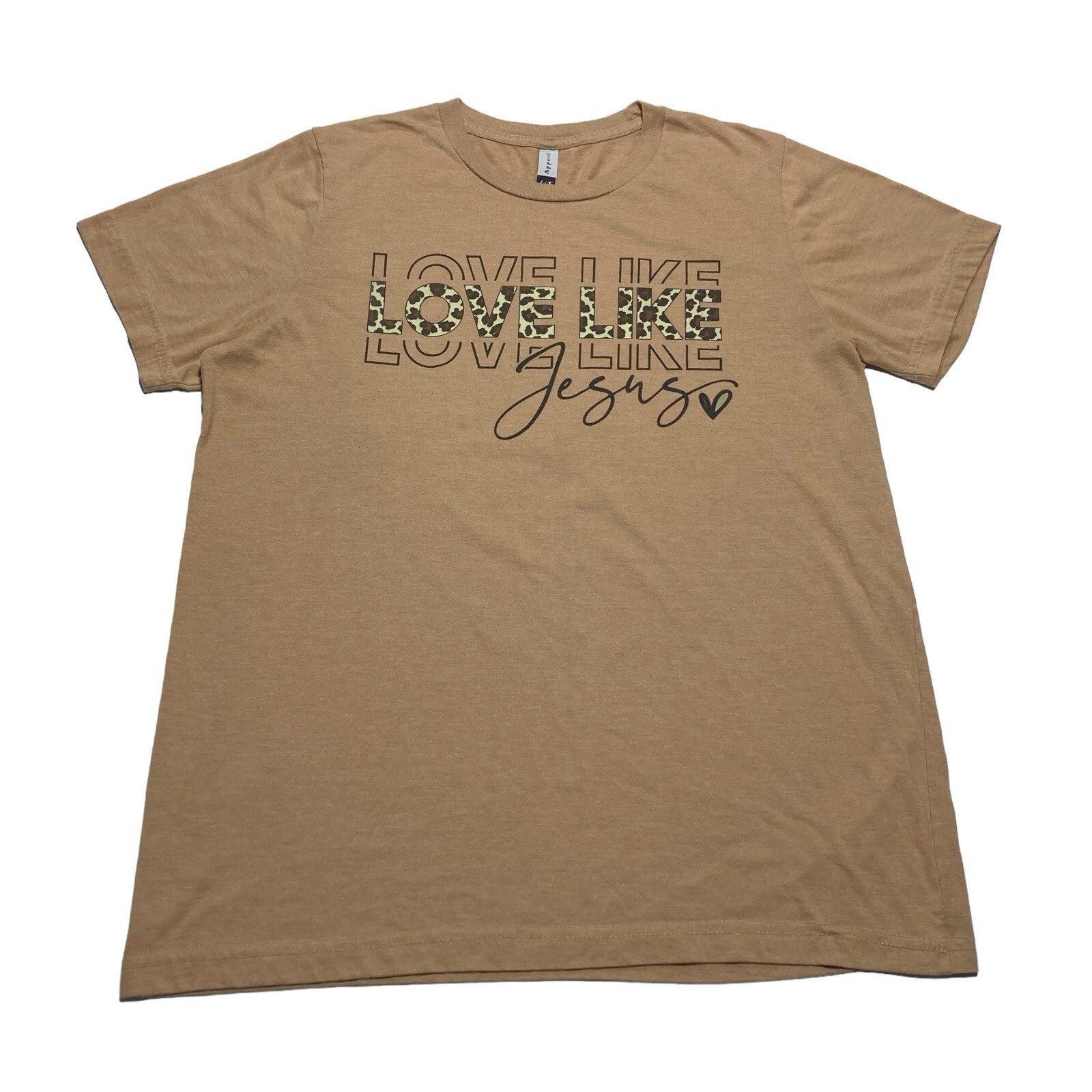 Lif Apparel “Love Like Jesus” Brown Short Sleeve T-Shirt Women’s Size L