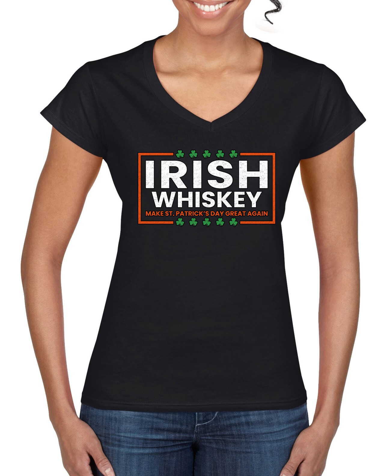 Irish Whiskey Make Great Again Women’s Standard V-Neck Tee