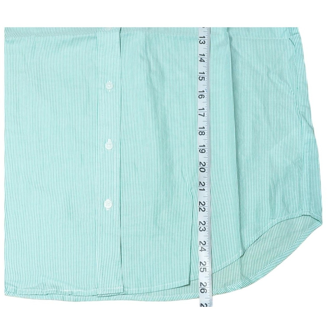 Everlane Shirt Size 4 Button-Down Collared Long Sleeve 100% Cotton Green Stripe