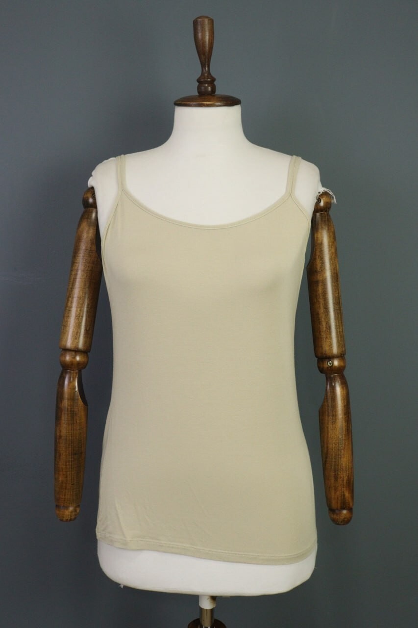 SARAH PACINI Beige Sleeveless Stretch Blouse Shirt Size 3