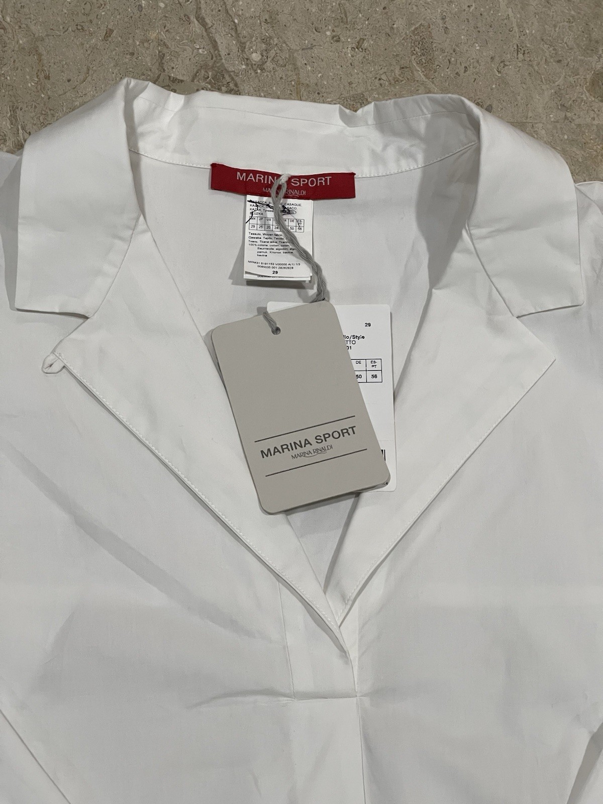 MARINA RINALDI SPORT WHITE POPOVER COTTON BLOUSE TUNIC US-20 NWT