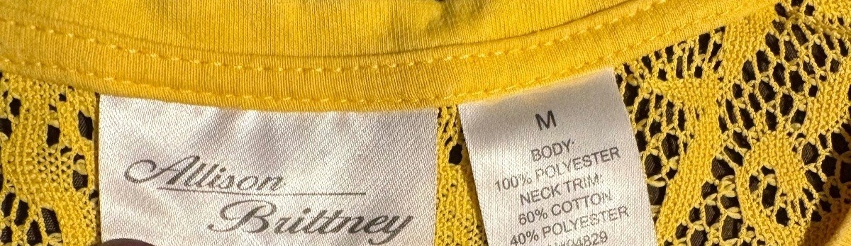 Allison Brittney Yellow Lace Short Sleeve Top Size M