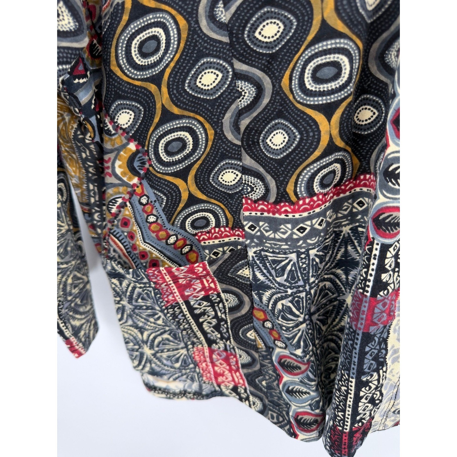 Parsley & Sage Colorful Multi Printed Boho 3/4 Sleeve Top Size Medium New