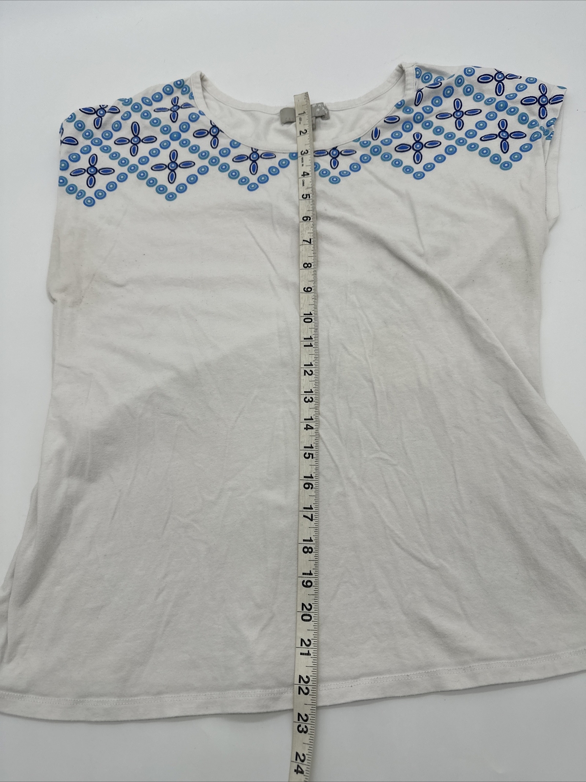 Carolyn Taylor Blouse Women Large White Graphic Print Logo…#6200