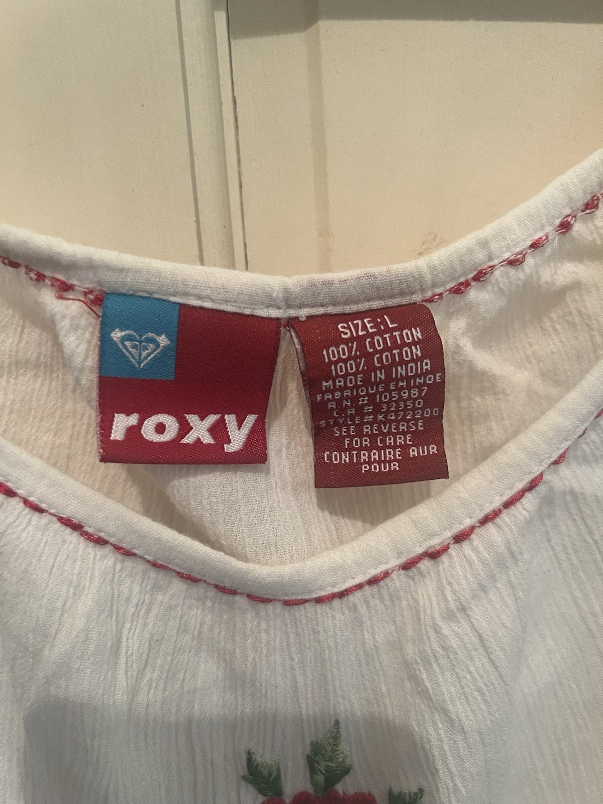 Roxy Quiksilver Vintage Embroidery Blouse Size Large
