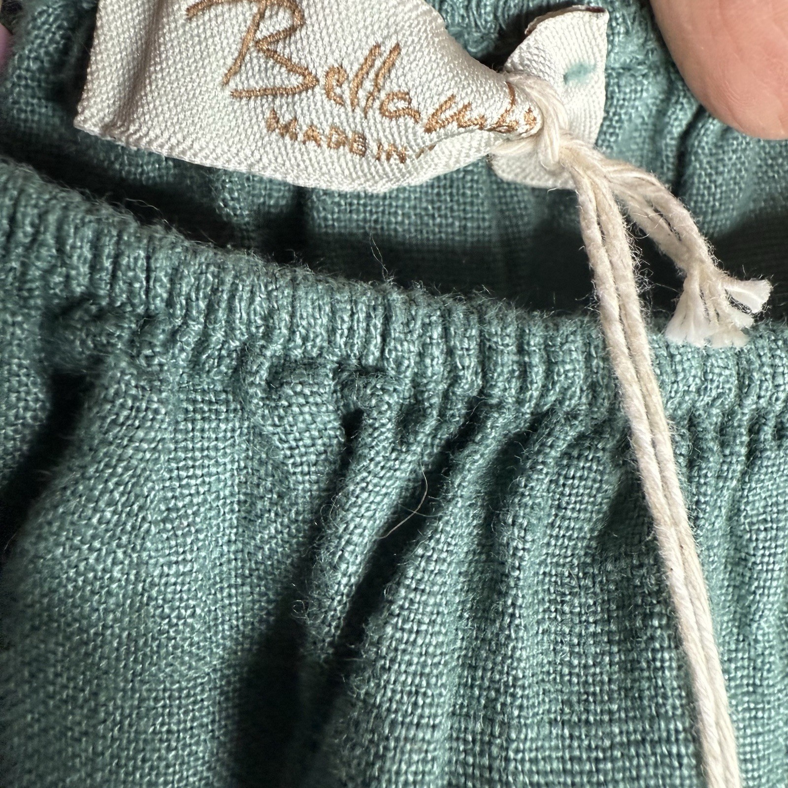 Bellambra Small 100% Linen Square Neck Puff Sleeve Top Blouse Made In Italy