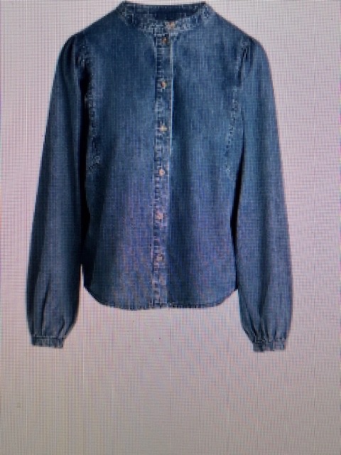 Scoop Women’s Cotton Medium Wash Denim Blue Shirt w/Blouson Sleeves Size XL NWT