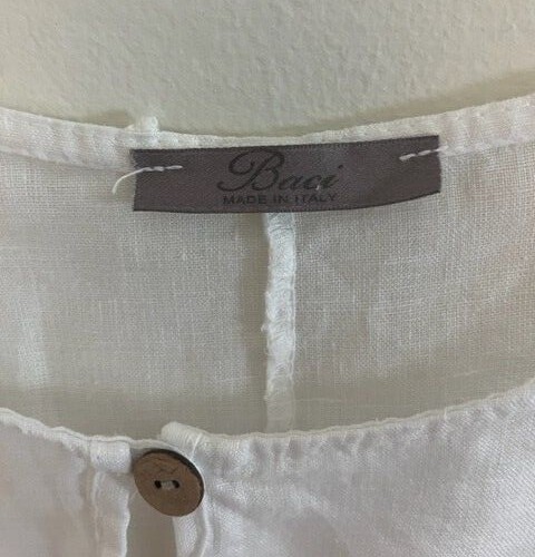Baci Italy white cotton tunic blouse SZ Large Boho Italian Design