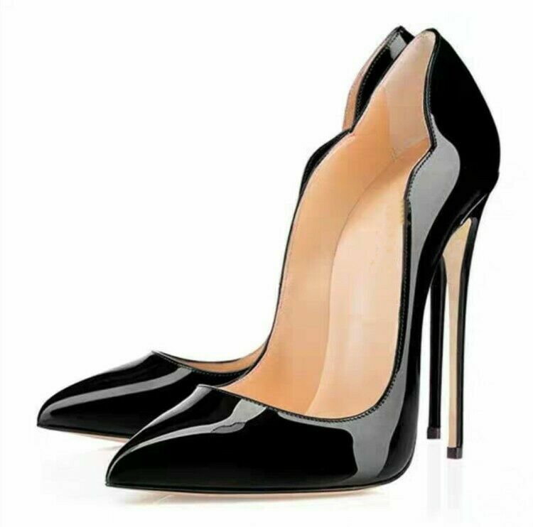Women High Heels Classic Pumps Pointed Toe Leather Lady Stilettos Shoes Party