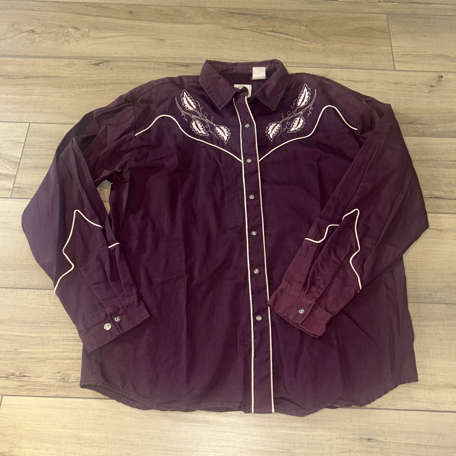 Midwest Garment Co Pearl Snap Shirt Women 6 Brushpopper Rodeo Cowgirl Burgandy