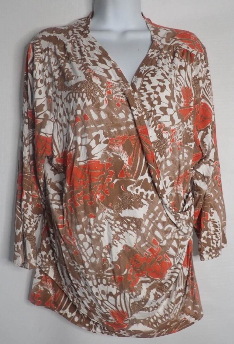 Coldwater Creek Cross Front Monarch Butterfly Top women XL Casual