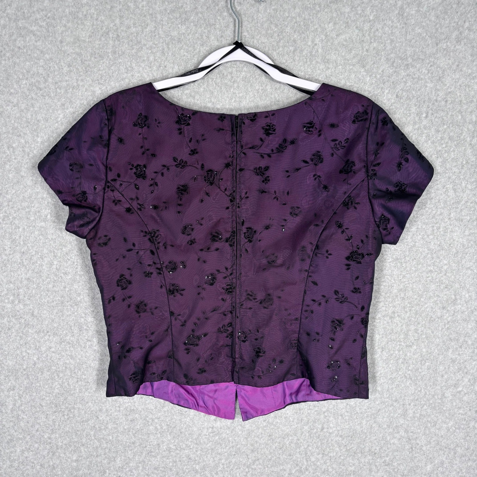 Y2K Vintage Corset Blouse 14 Floral Embroidered Glitter Fairy Grunge Whimsigoth