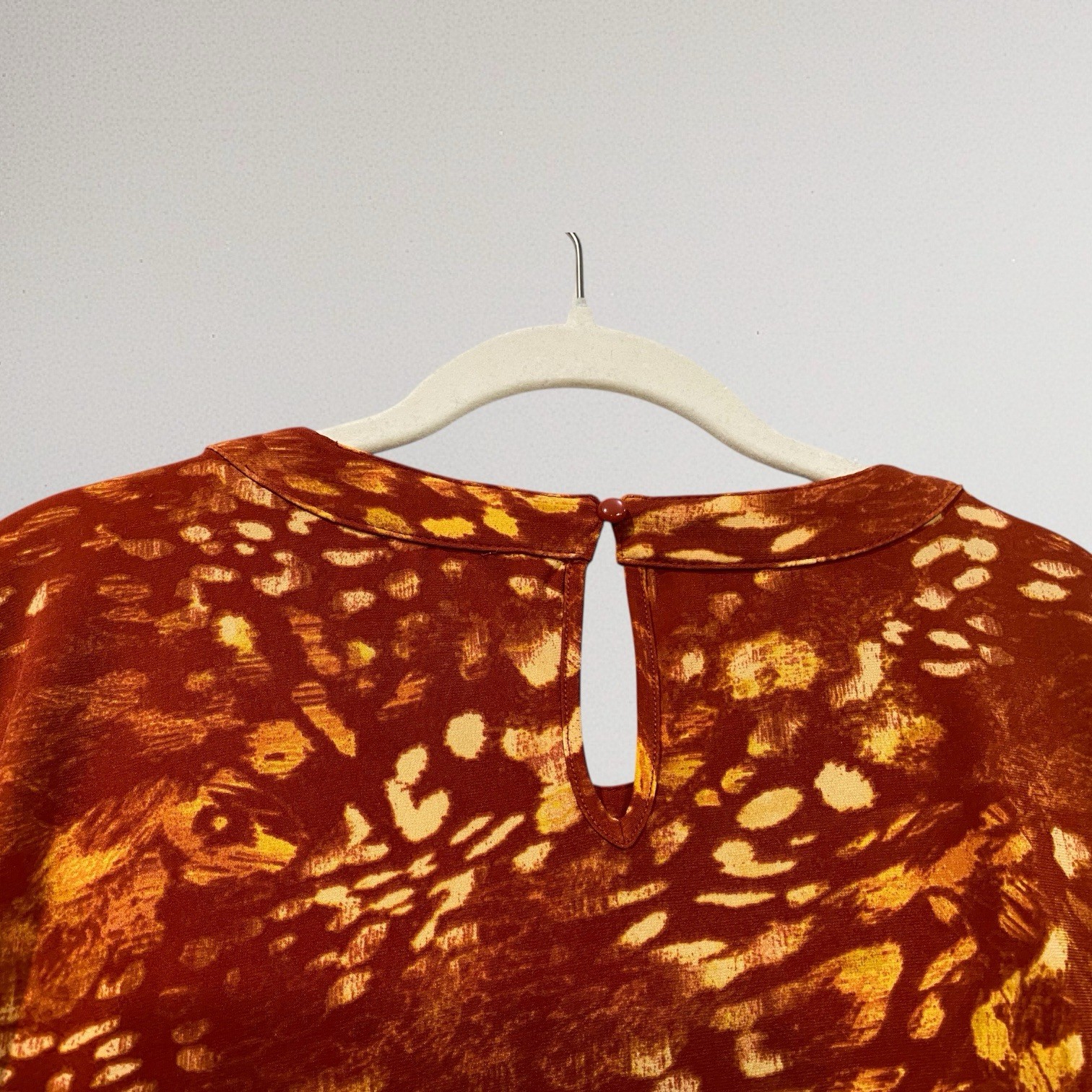Womens Multi Print Cut Out Neck Top XL Jersey Stretch Artsy Boho Summer Chic