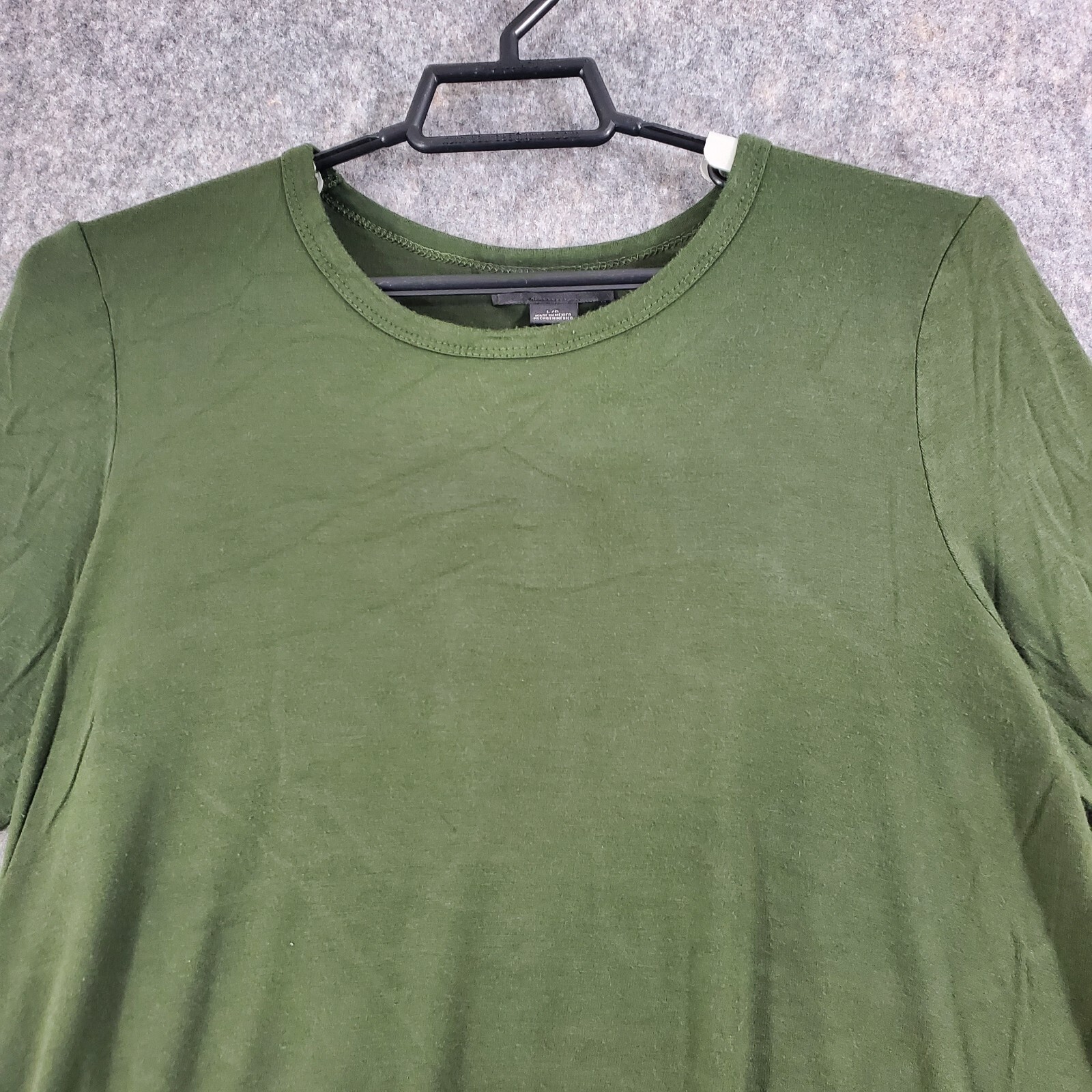 Jonathan Martin Top Women Large Green Knit Pullover 3/4 Sleeve Tunic Asymmetric