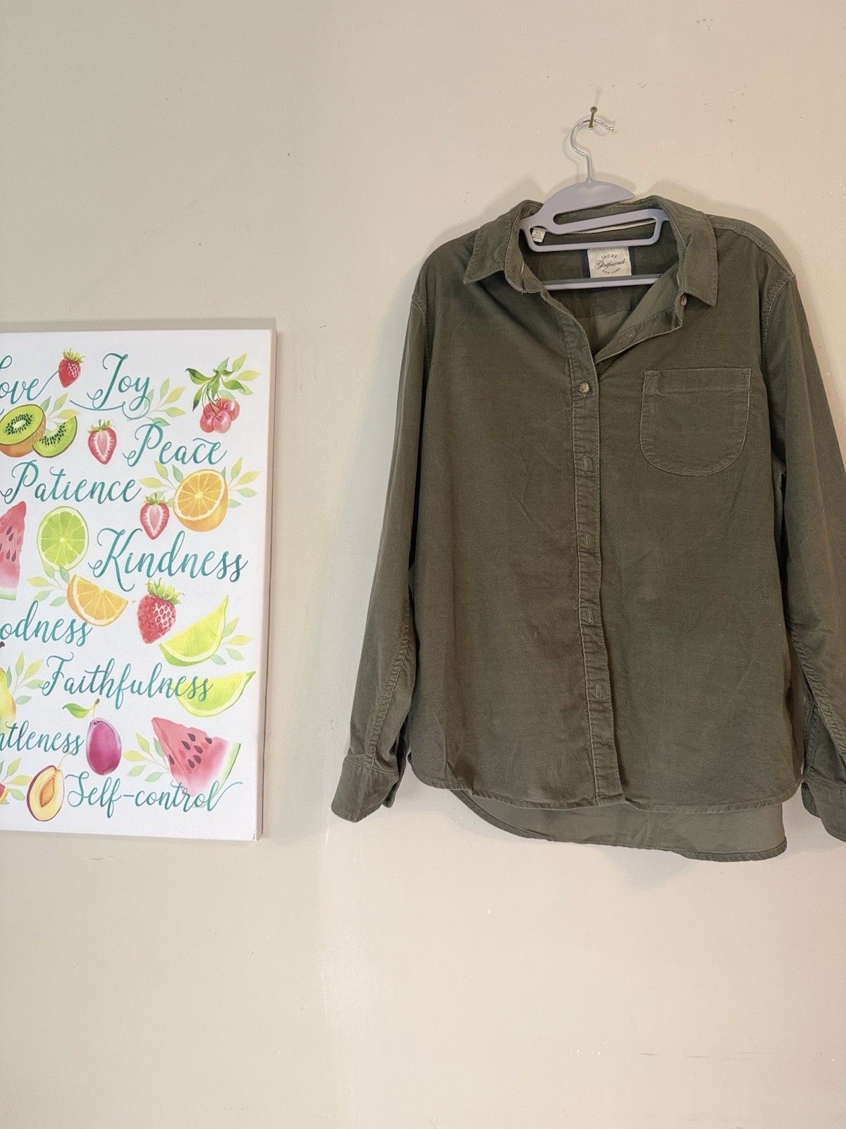 JACHS Girlfriend New York Women’s Green Solid Corduroy Button-Up Shirt XL