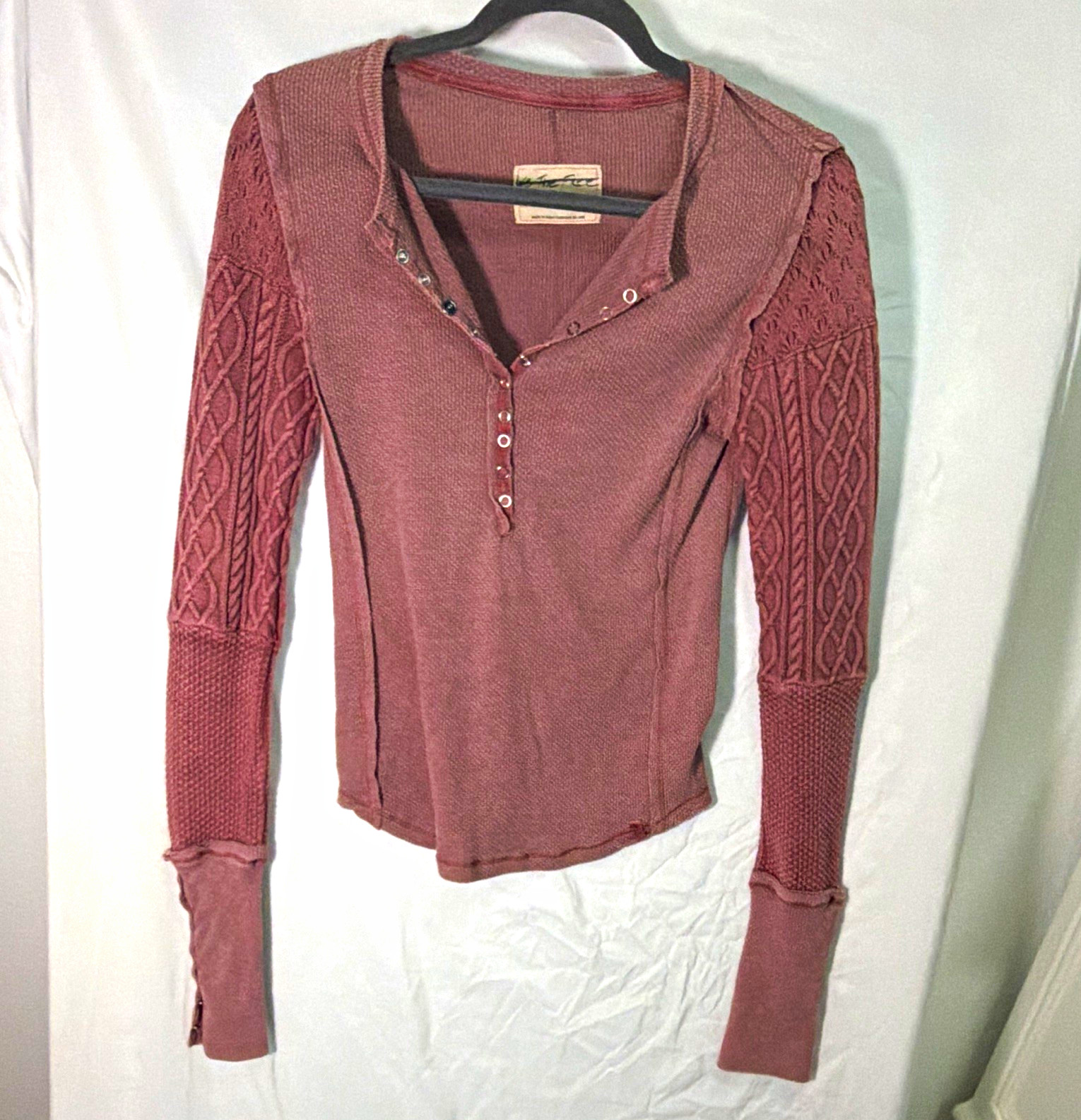 We The Free Pink Knit Ribbed Long Sleeve Top Size M
