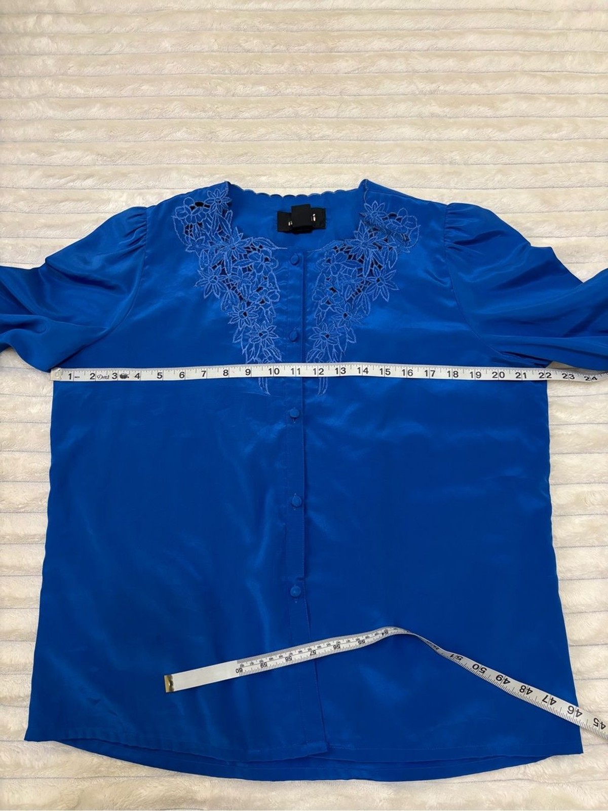 Vintage Nilani embroidered floral button down blouse blue sz 13/14
