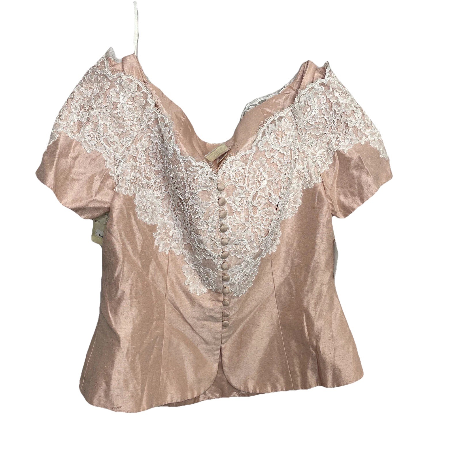 Vintage Watters Watters Lace Top Pink White Formal Occasion Women’s 16 NWT