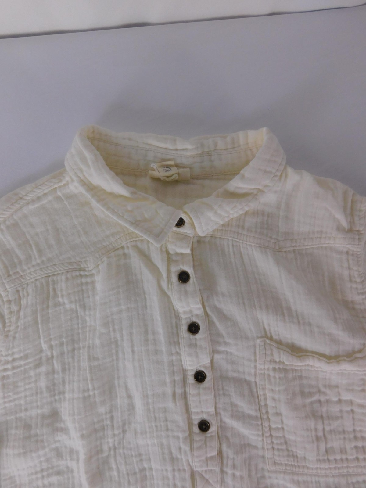 A.n.a A New Approach Blouse Womens XL White Gauze Collared Button Cotton Top