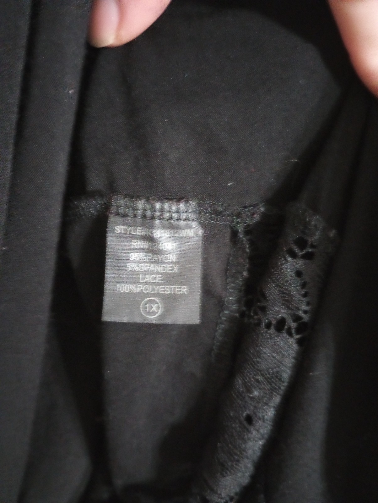Layered Shirt Blouse Women’s 3/4 Long Sleeve,with Lace Accents BLACK, Large