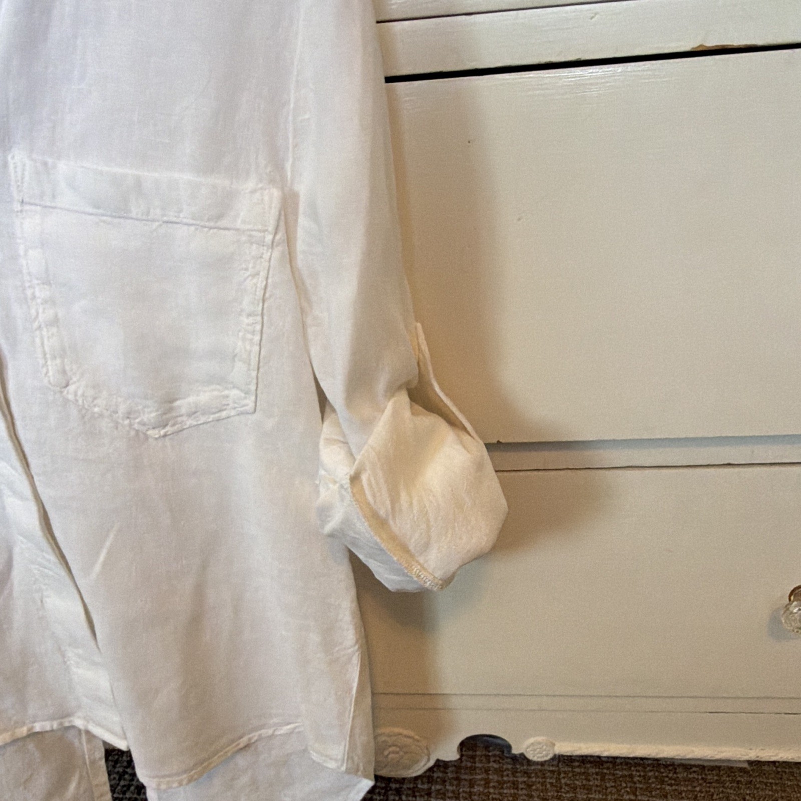 Anthropologie Cloth & Stone White Split-Back Button-Down Linen Shirt size XS
