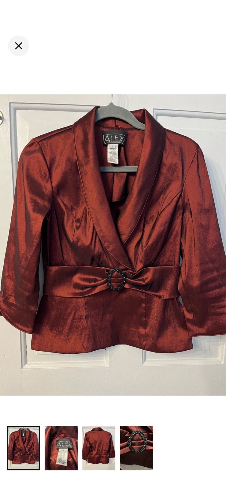 Alex Evenings Satin Sheen Top Maroon size Small