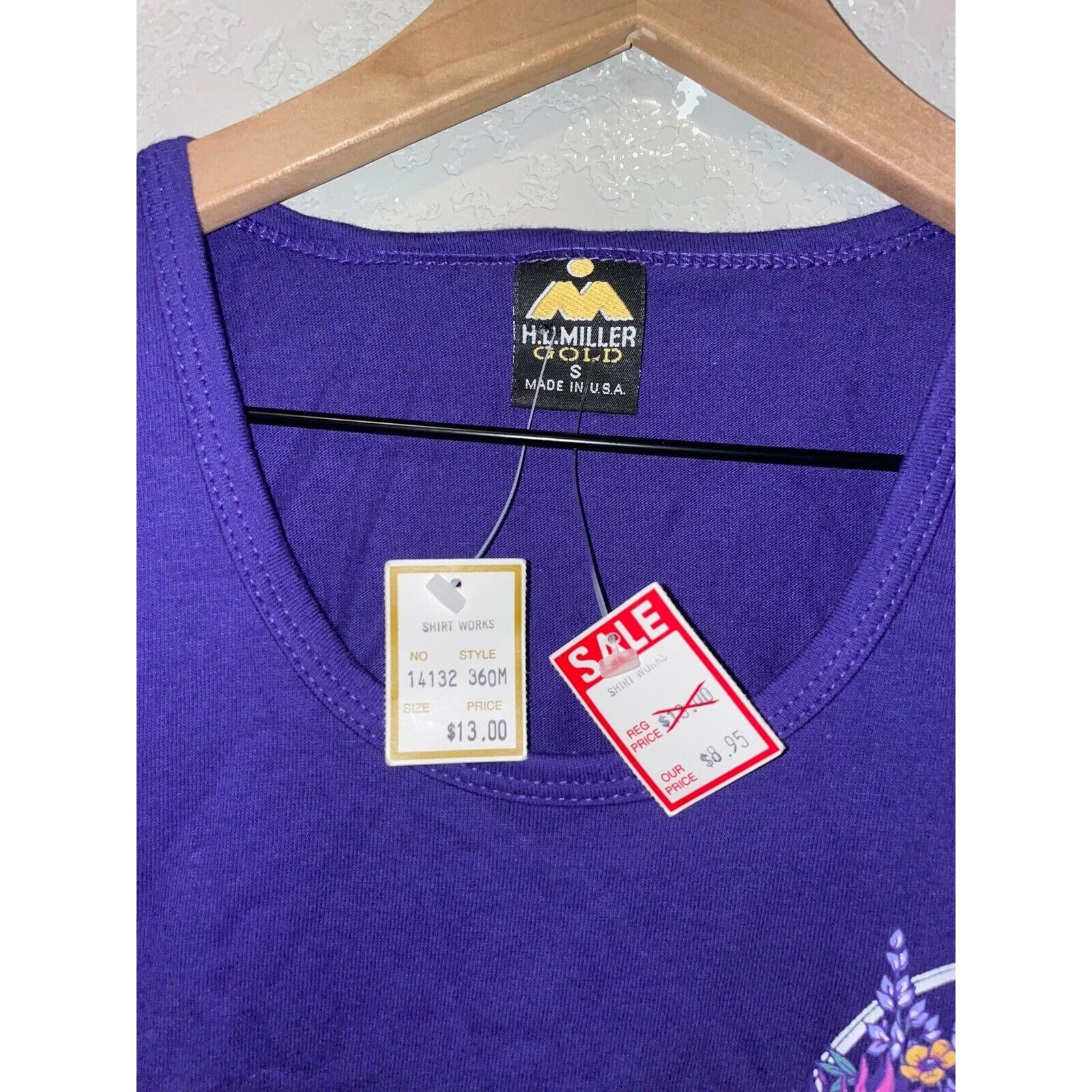 Vintage Womens Utah Shirt Purple State Flower Bird Tee Top Women 90s Small