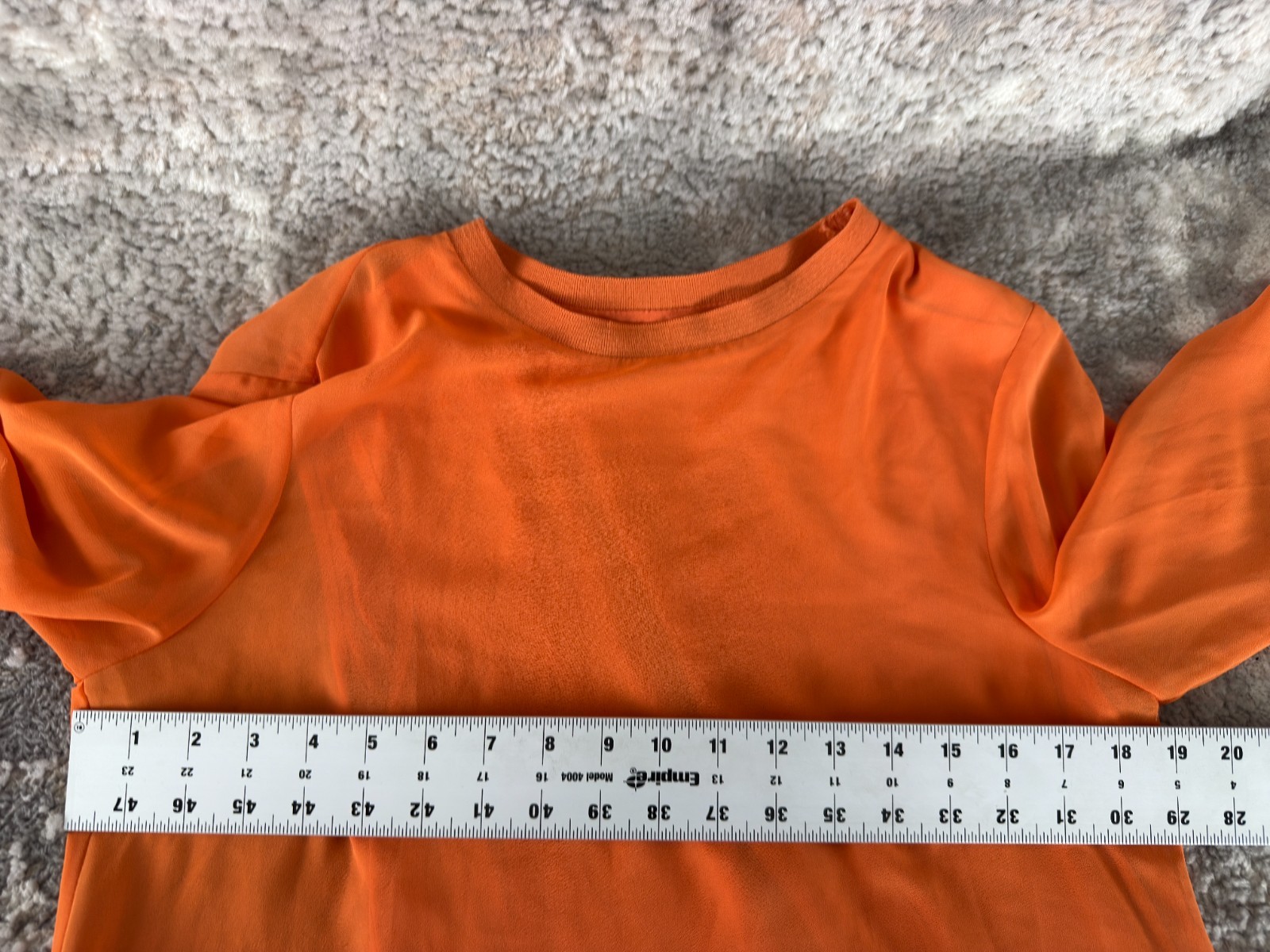 Zara Size M Minimalist Semi Sheer Casual Top Orange Long Sleeve Pullover