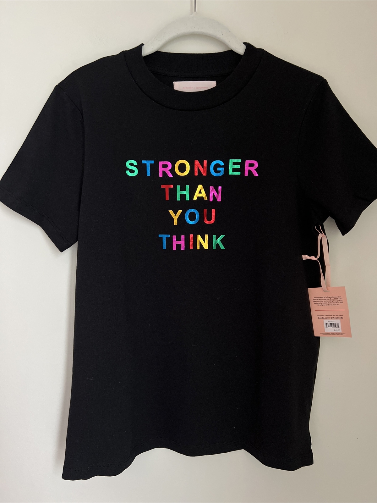ban.do Stronger Than You Think Retro Tee, size small Black Metallic NWT $45 Gift