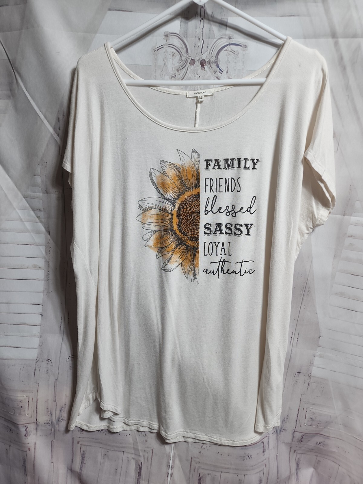 Maurices White “FAMILY FRIENDS, BLESSED, SASSY….Graphic Tee~Plus Size 2 4886