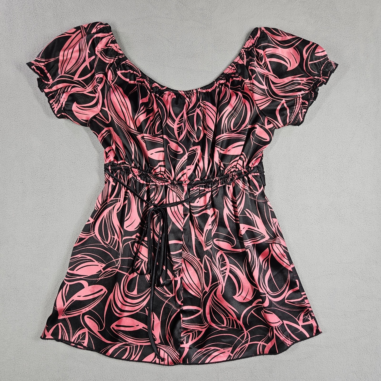 Y2K BCX Babydoll Top Womens S Satin Tie Back Dark Fairy Whimsigoth Romantic